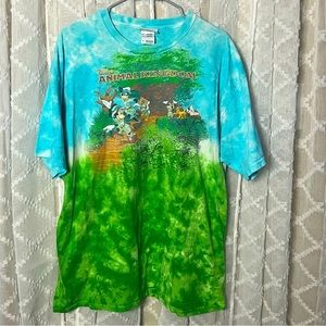 Disney Parks Animal Kingdom Tie Dye Shirt Green Blue XL